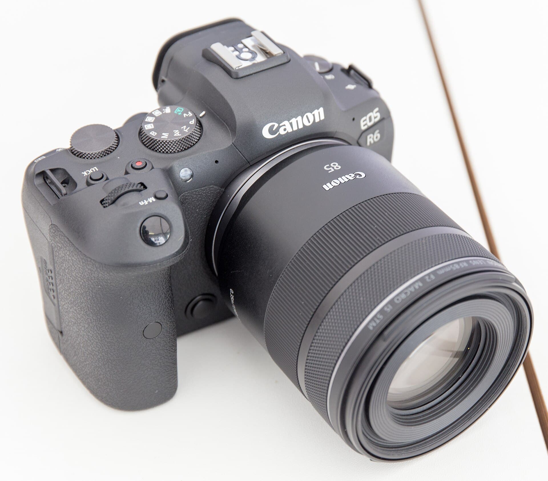Canon EOS R6 full-frame mirrorless camera with a Canon RF 85mm f/2 Macro IS STM lens