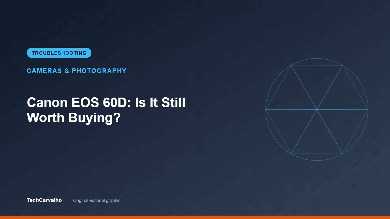 TechCarvalho editorial graphic for "Canon EOS 60D: Is It Still Worth Buying?" — Cameras & Photography troubleshooting