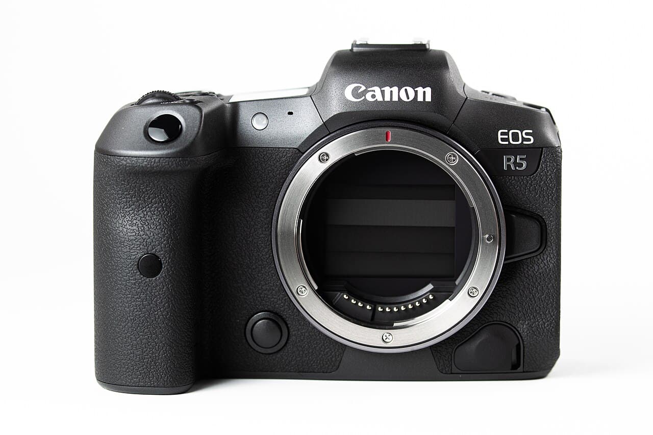 Canon EOS R5 full-frame mirrorless camera body, front view